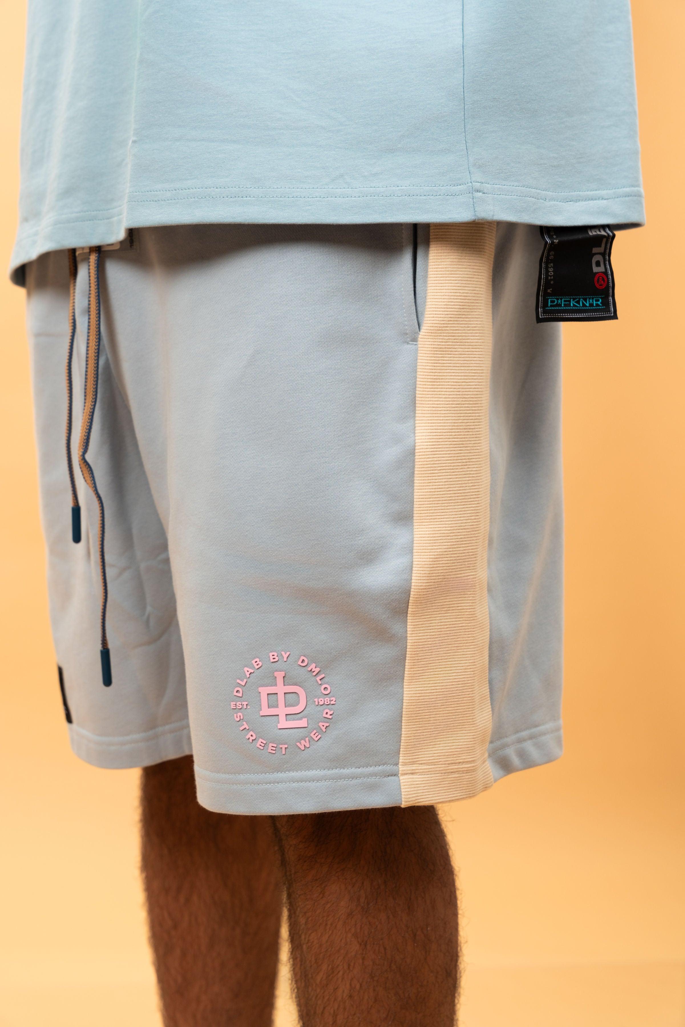 DLAB Oversized Shorts Baby Blue/Cream/Brown - DlabStore