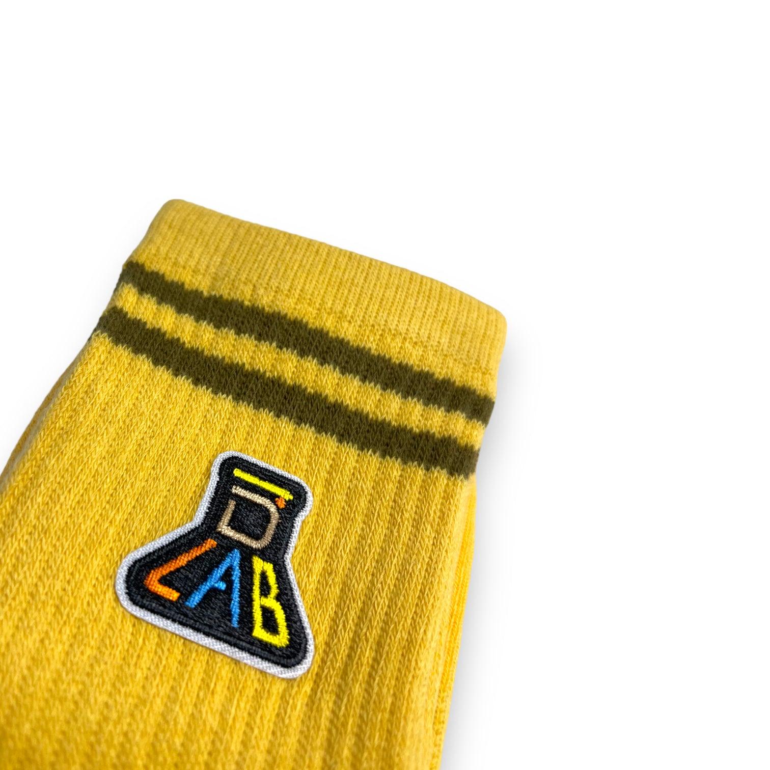Dlab Socks (High) Yellow with Embroiderd Patch Color Logo - DlabStore
