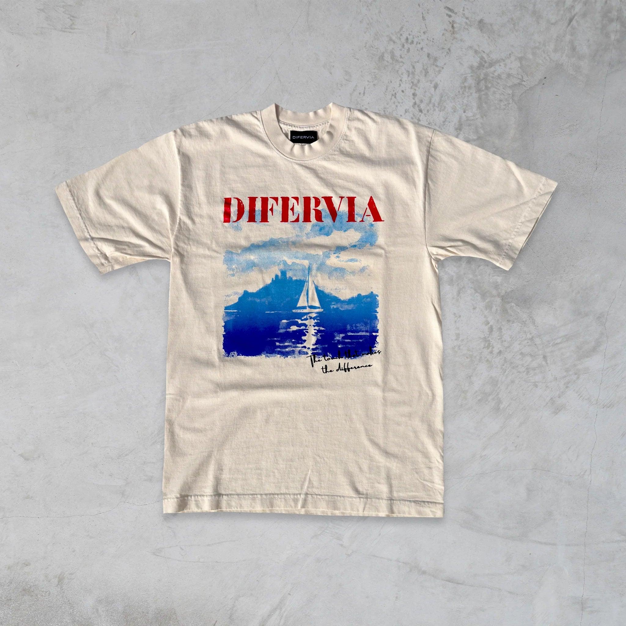 DIFERVIA SAILBOAT, CREAM T-SHIRT - DlabStore