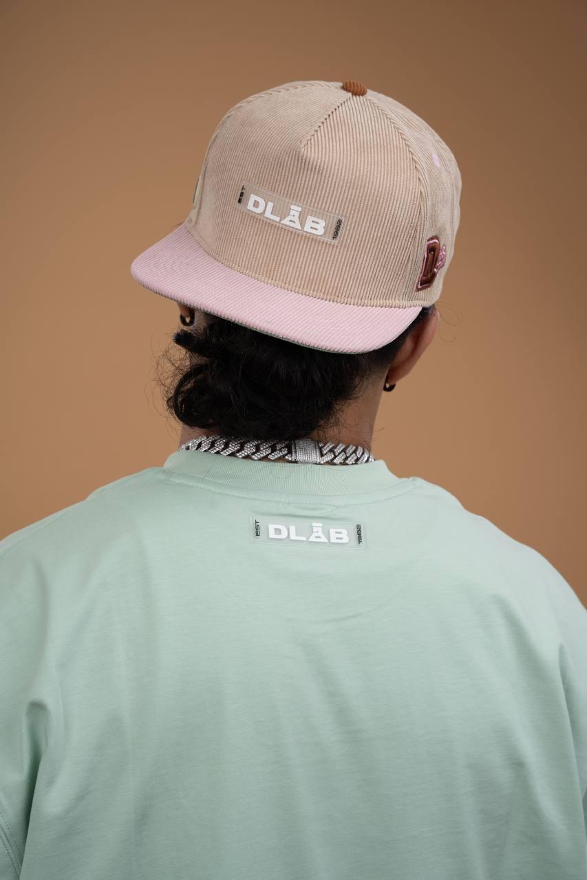 DLAB Corduroy Flat 5 Panel SnapBack Cream/Pink - DlabStore