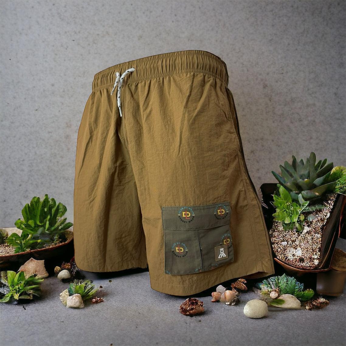 DLAB Hybrid Shorts Brown with Dark Green Sublimated Pocket - DlabStore