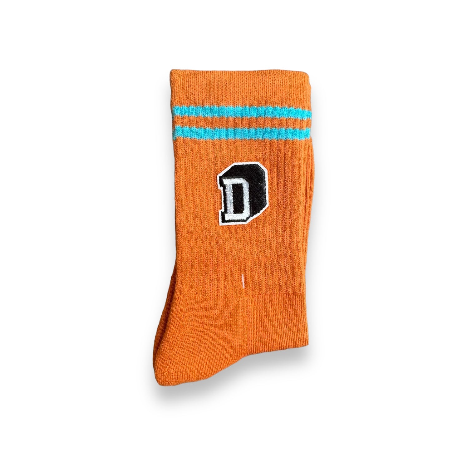Dlab Socks (High) Green/Orange Lines with Embroidered Patch Color Logo
