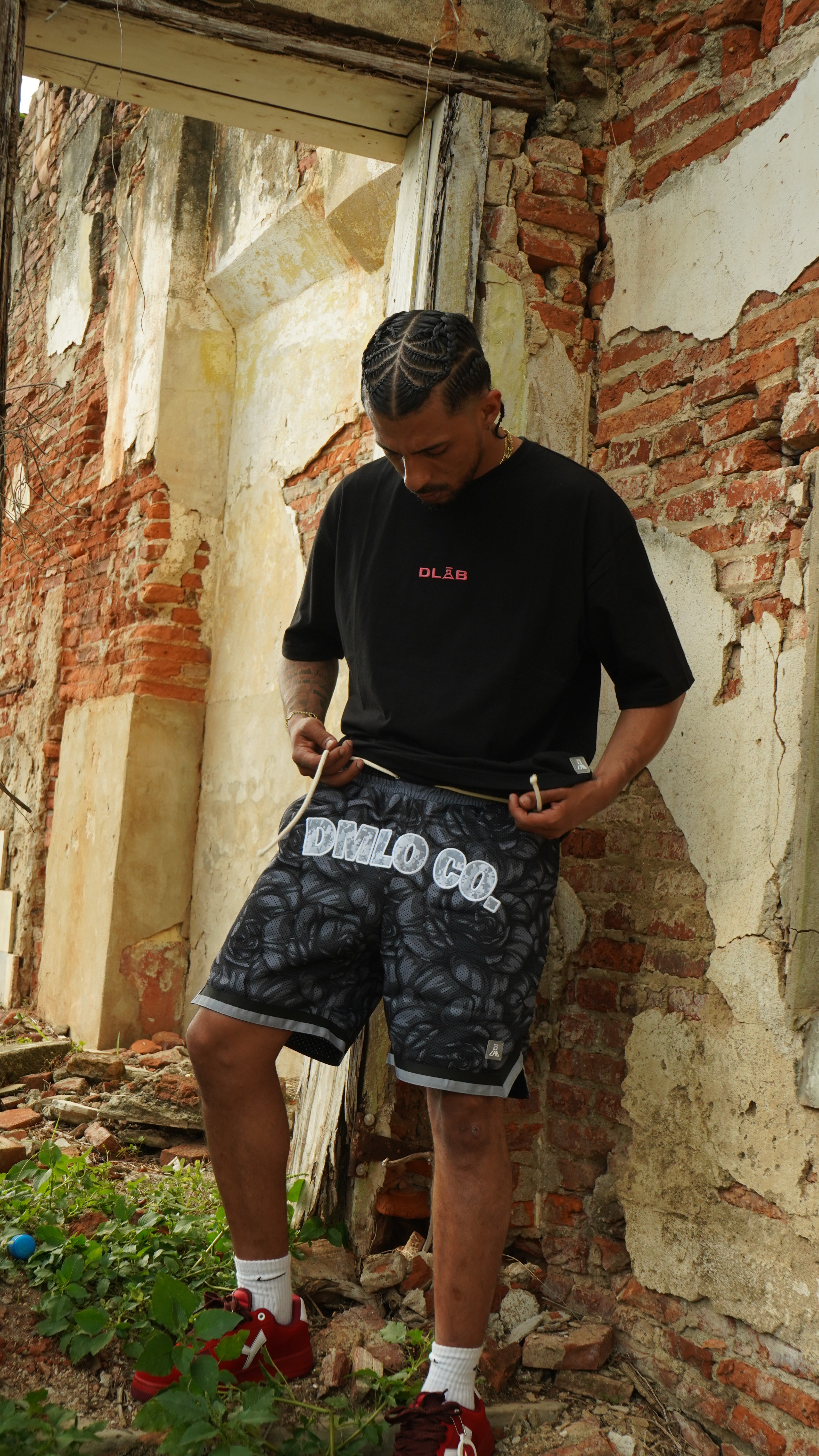 DLAB “ Black Roses” Basketball Mesh Shorts