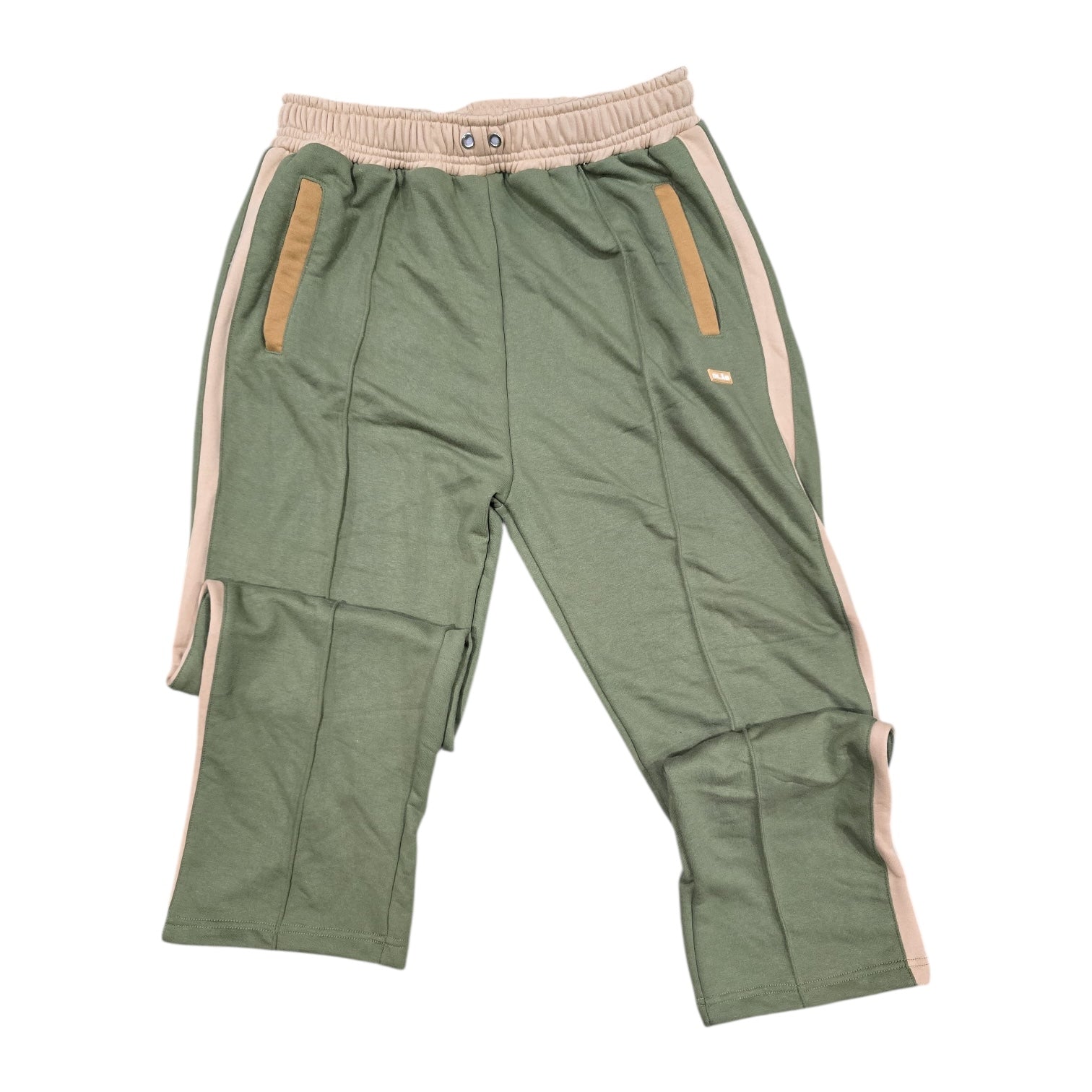 French Terry Track Pants – Sage Colorblock (Baggy Fit)