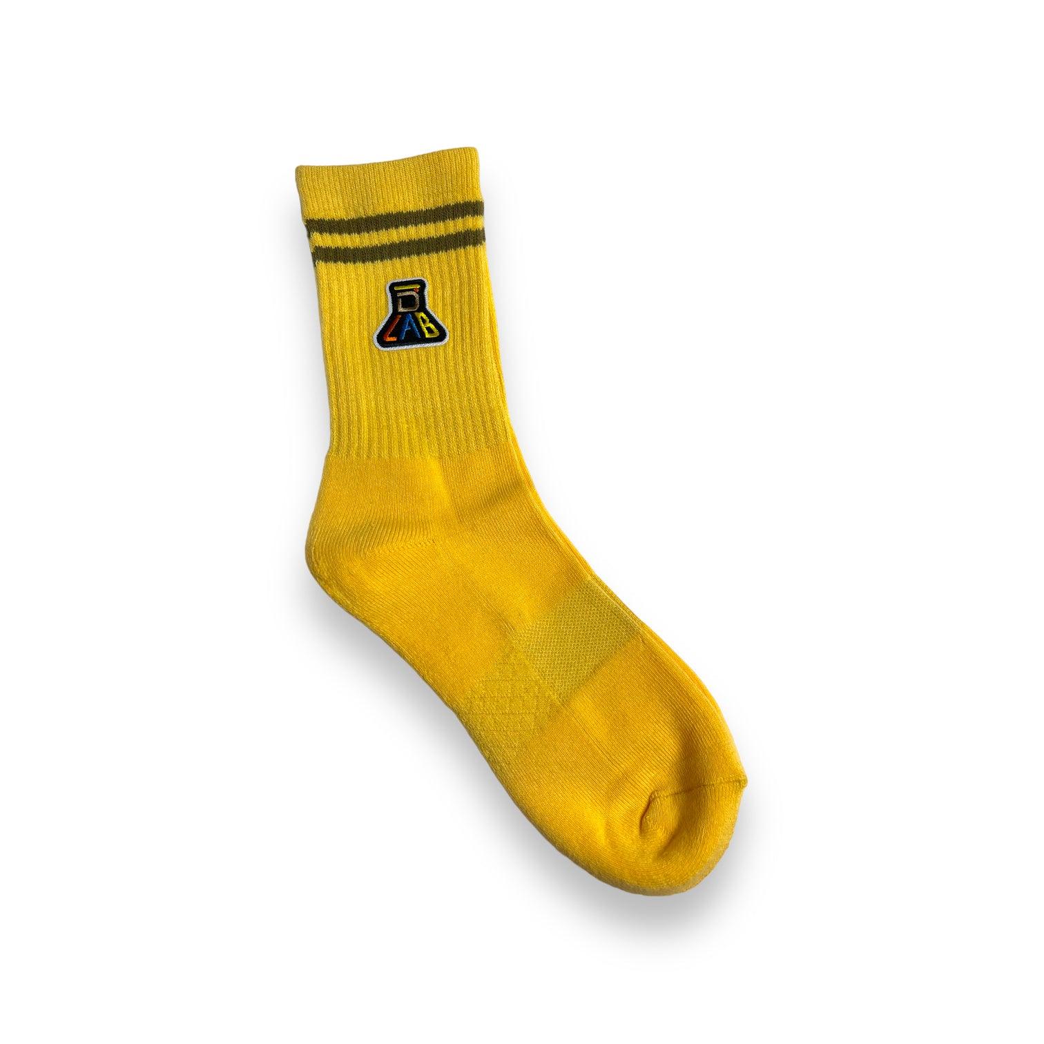 Dlab Socks (High) Yellow with Embroiderd Patch Color Logo - DlabStore