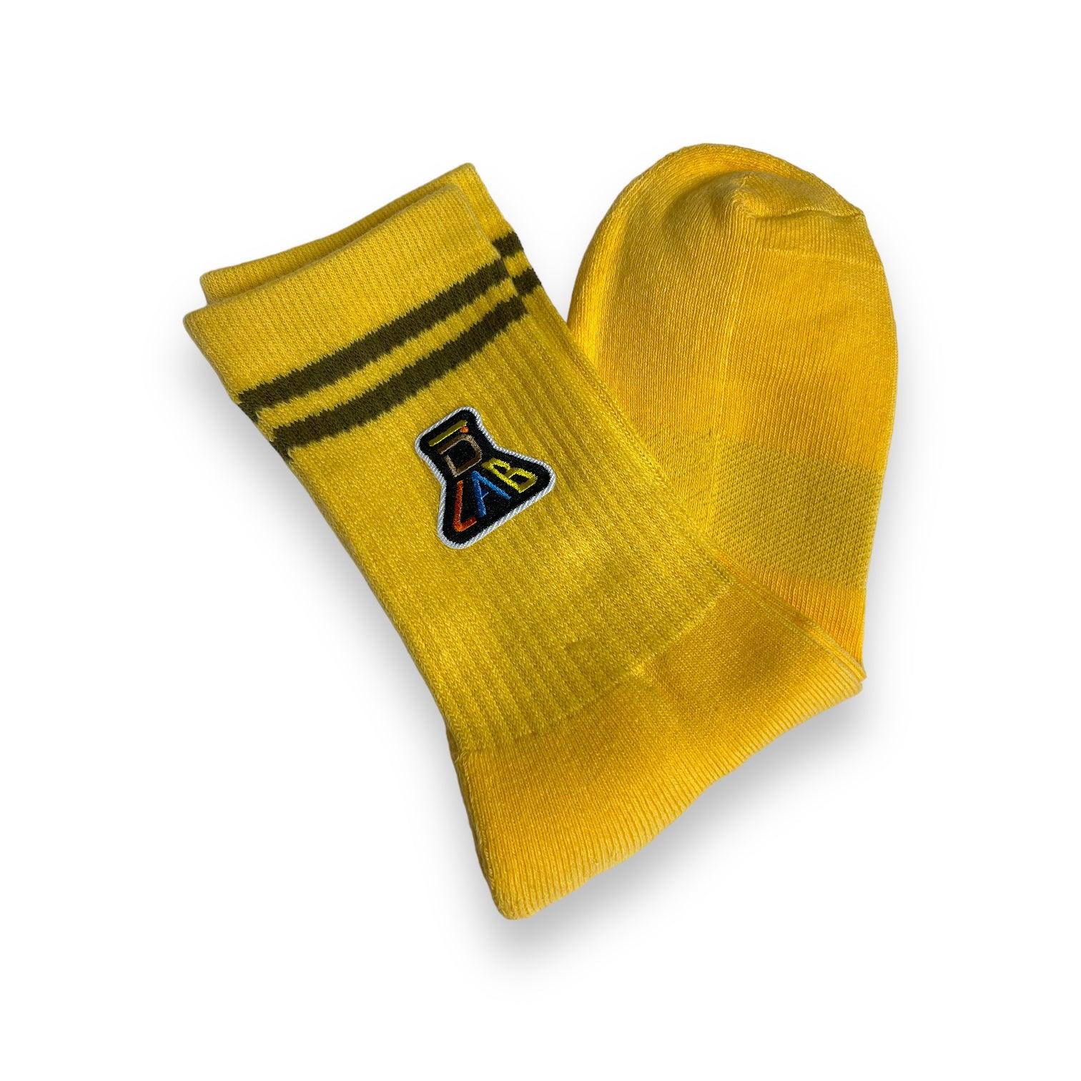 Dlab Socks (High) Yellow with Embroiderd Patch Color Logo - DlabStore