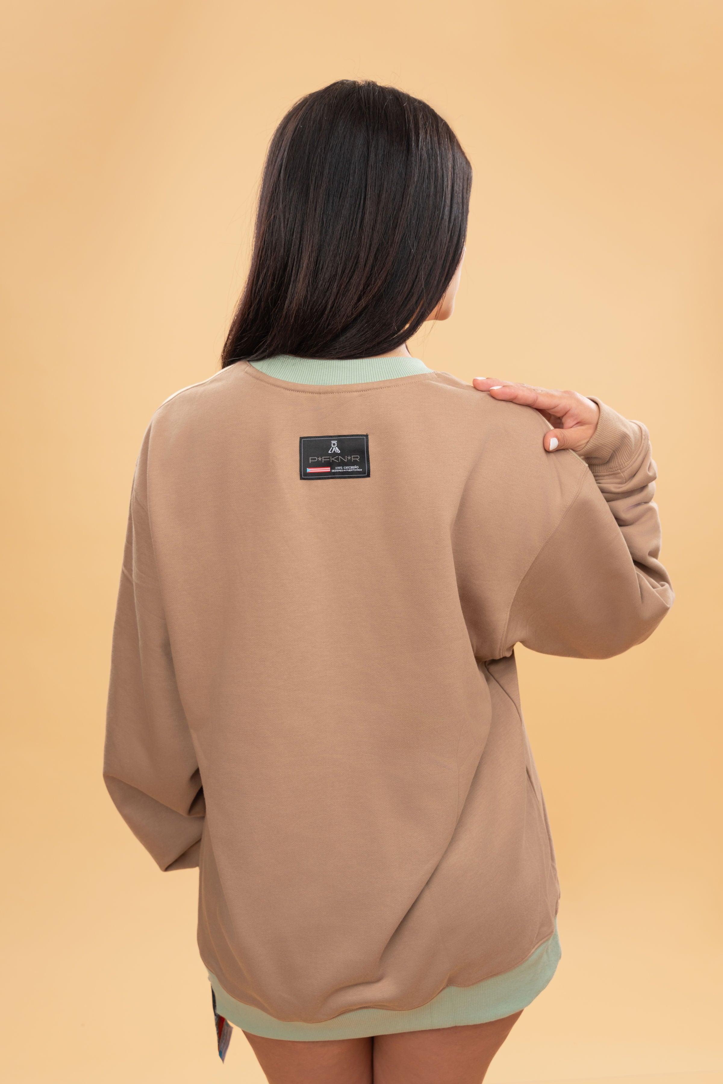 DLAB Oversized Embossed Sweater Brown/Cream/Sea green/Baby Blue - DlabStore