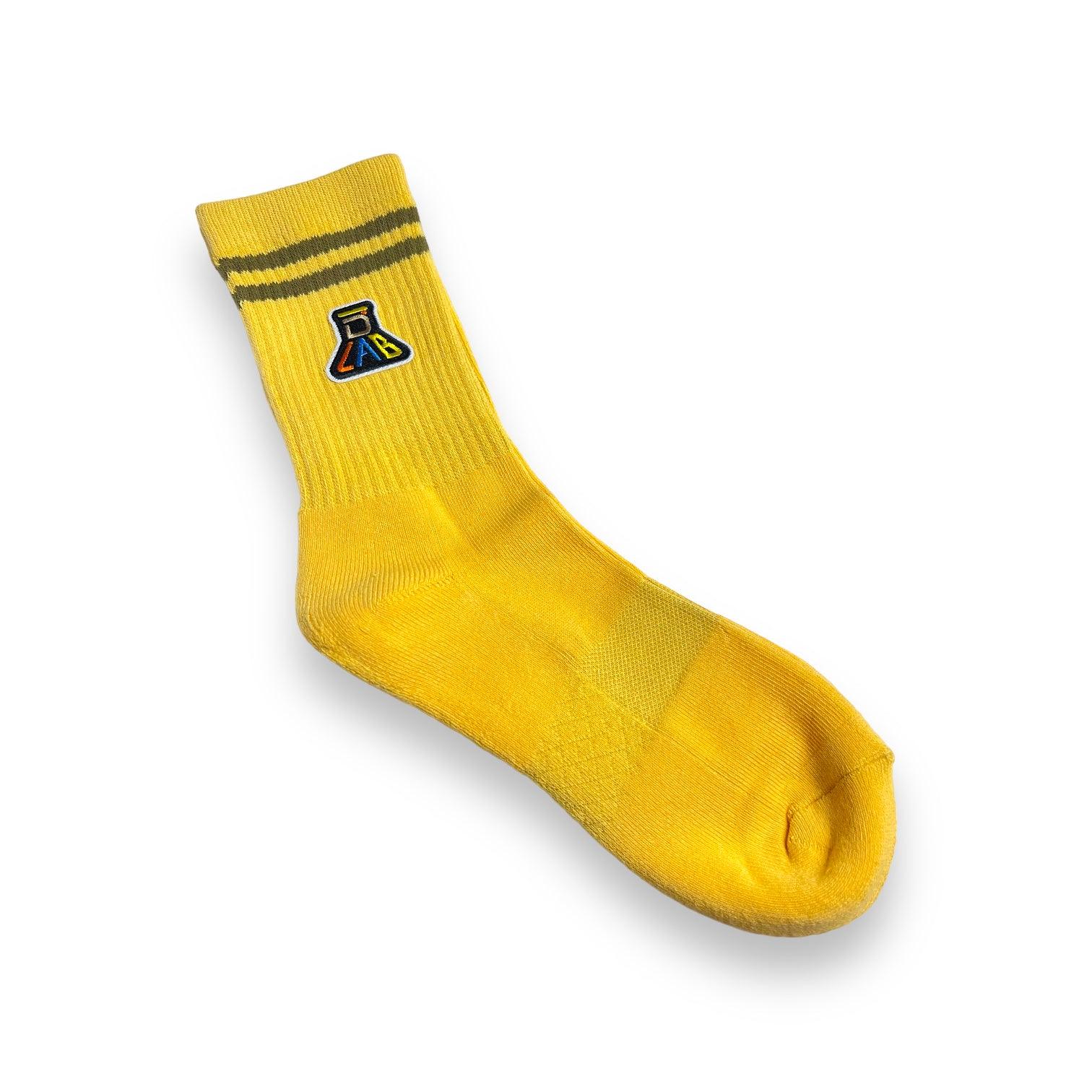 Dlab Socks (High) Yellow with Embroiderd Patch Color Logo - DlabStore