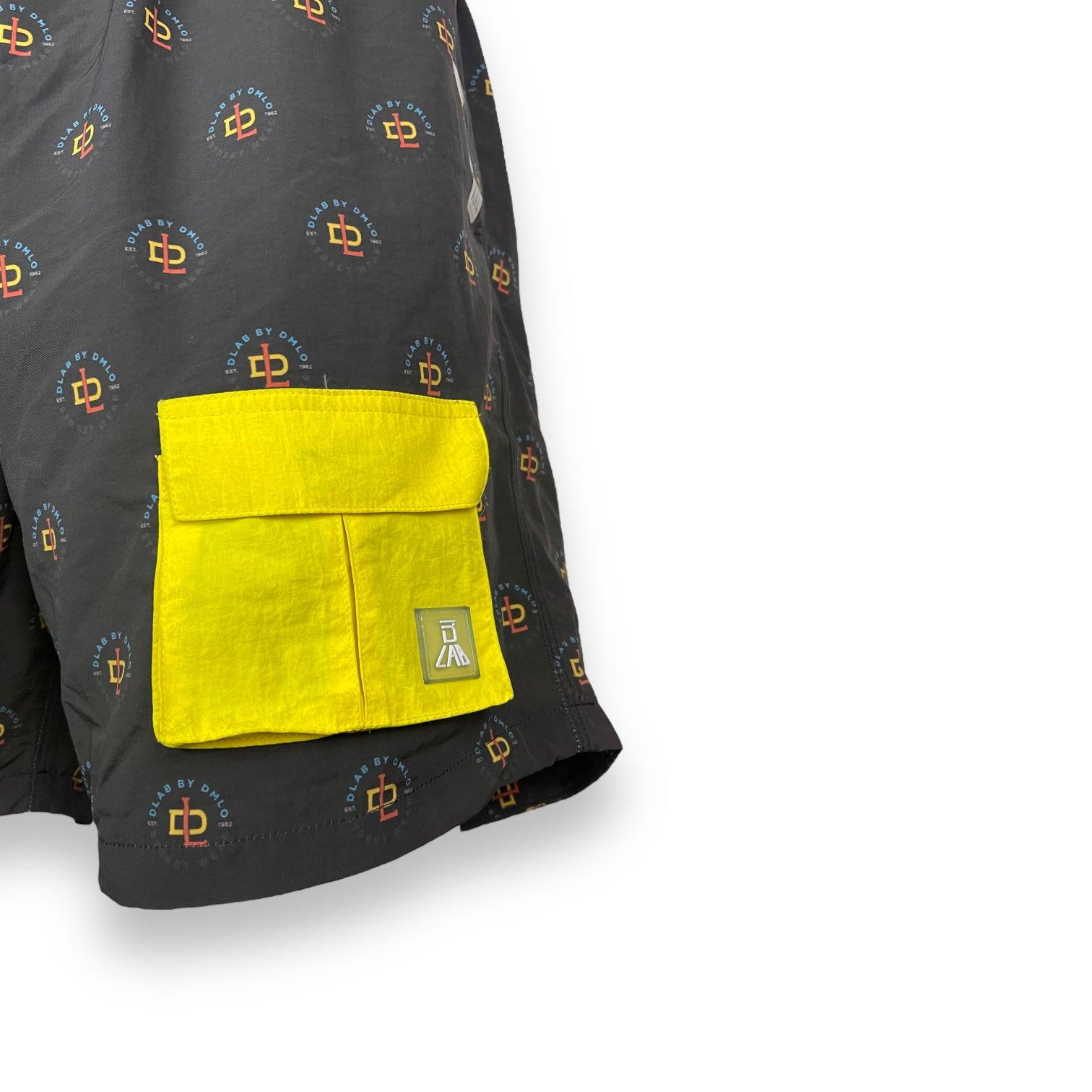 DLAB Hybrid Shorts Black Sublimated with Yellow Pocket - DlabStore