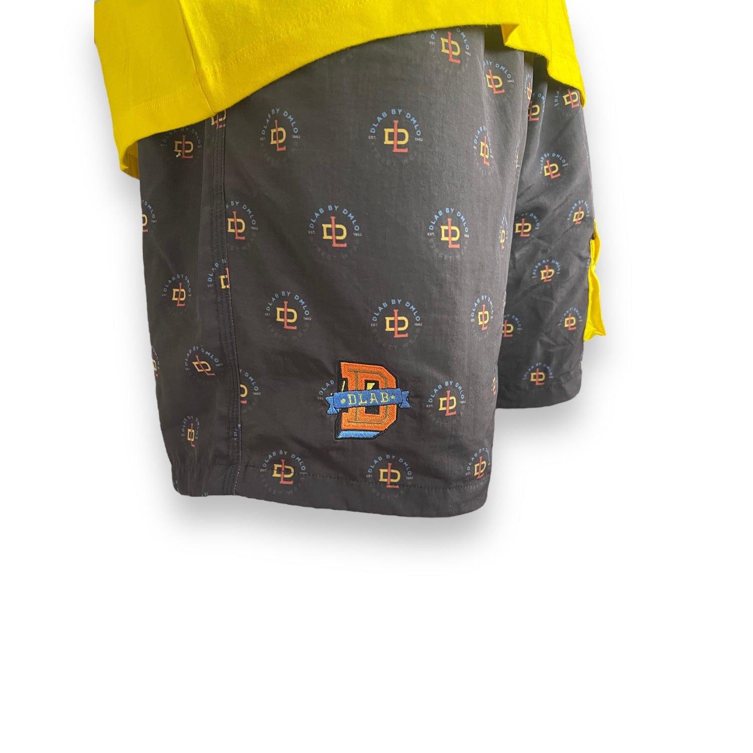 DLAB Hybrid Shorts Black Sublimated with Yellow Pocket - DlabStore