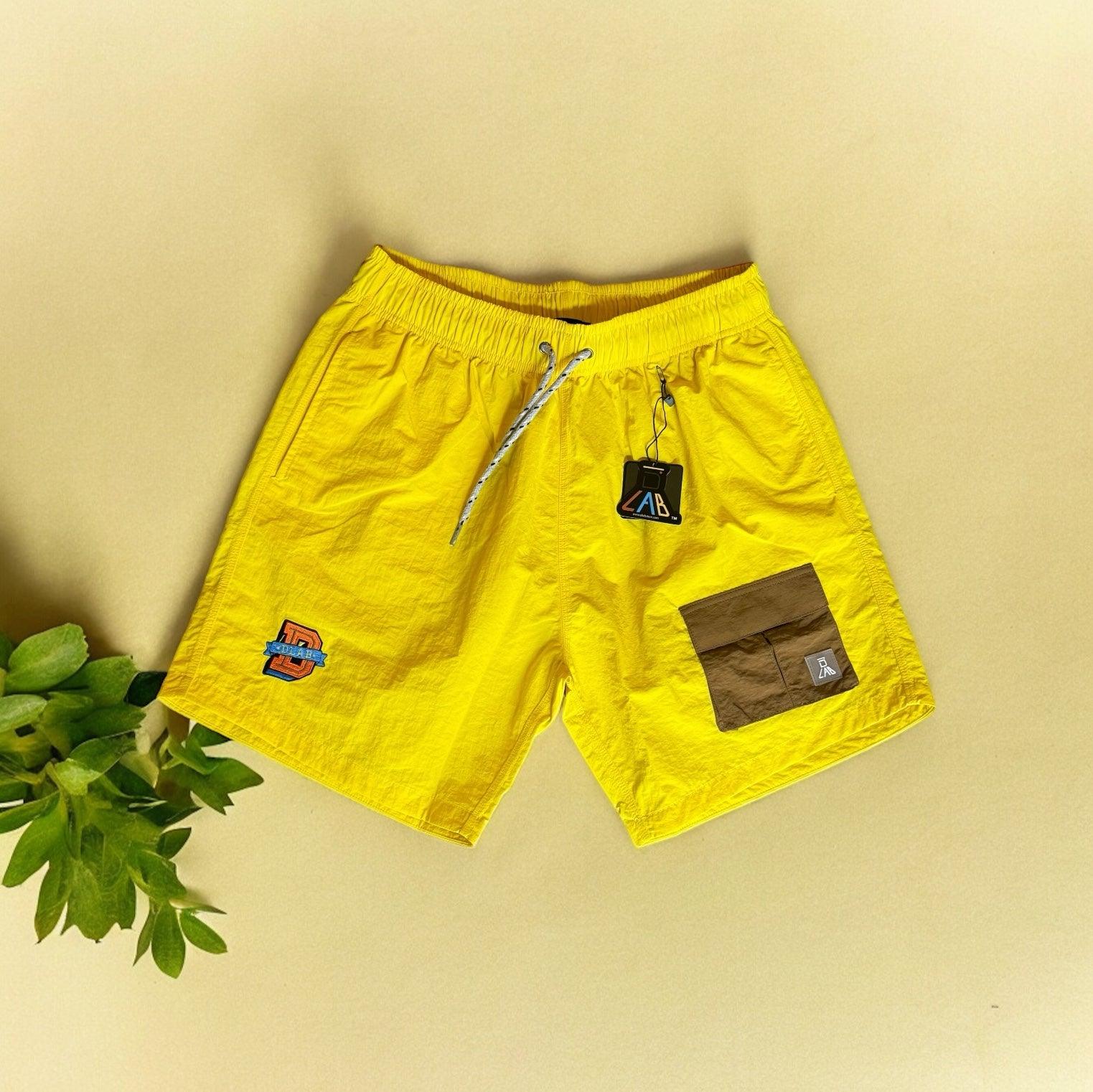 DLAB Hybrid Shorts Yellow with Brown Pocket - DlabStore