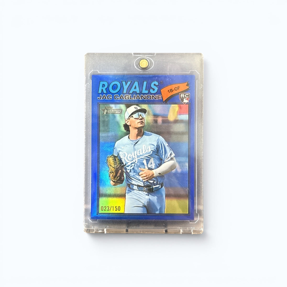 2026 Topps Heritage Blue Chrome /150 Jac Caglianone RC Color Match Royals