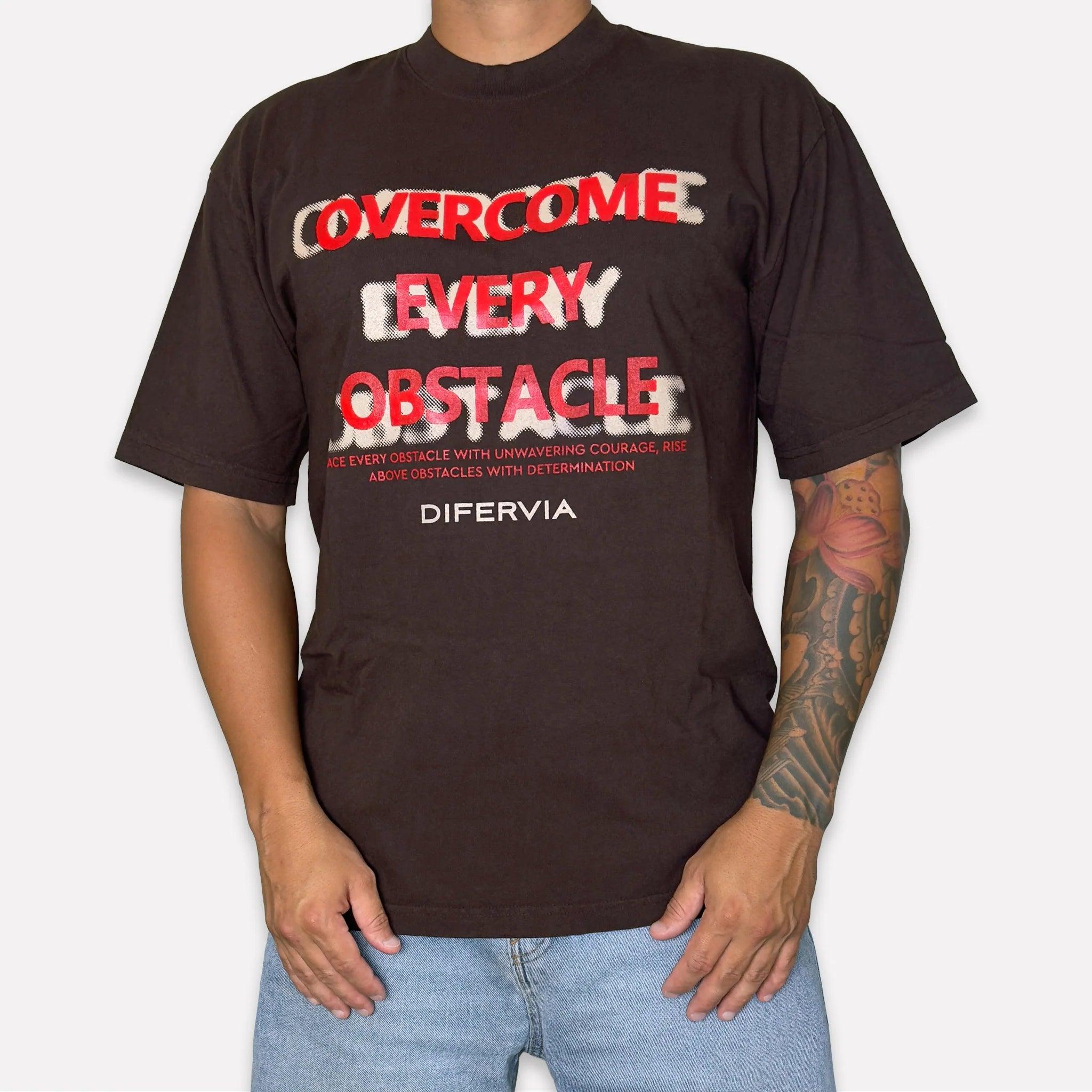 DIFERVIA OVERCOME EVERY OBSTACLE, BROWN T-SHIRT - DlabStore