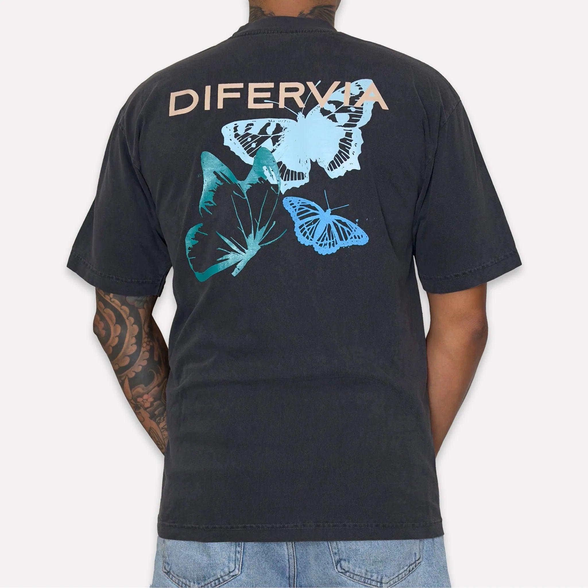 DIFERVIA BUTTERFLIES, VINTAGE BLACK T-SHIRT - DlabStore