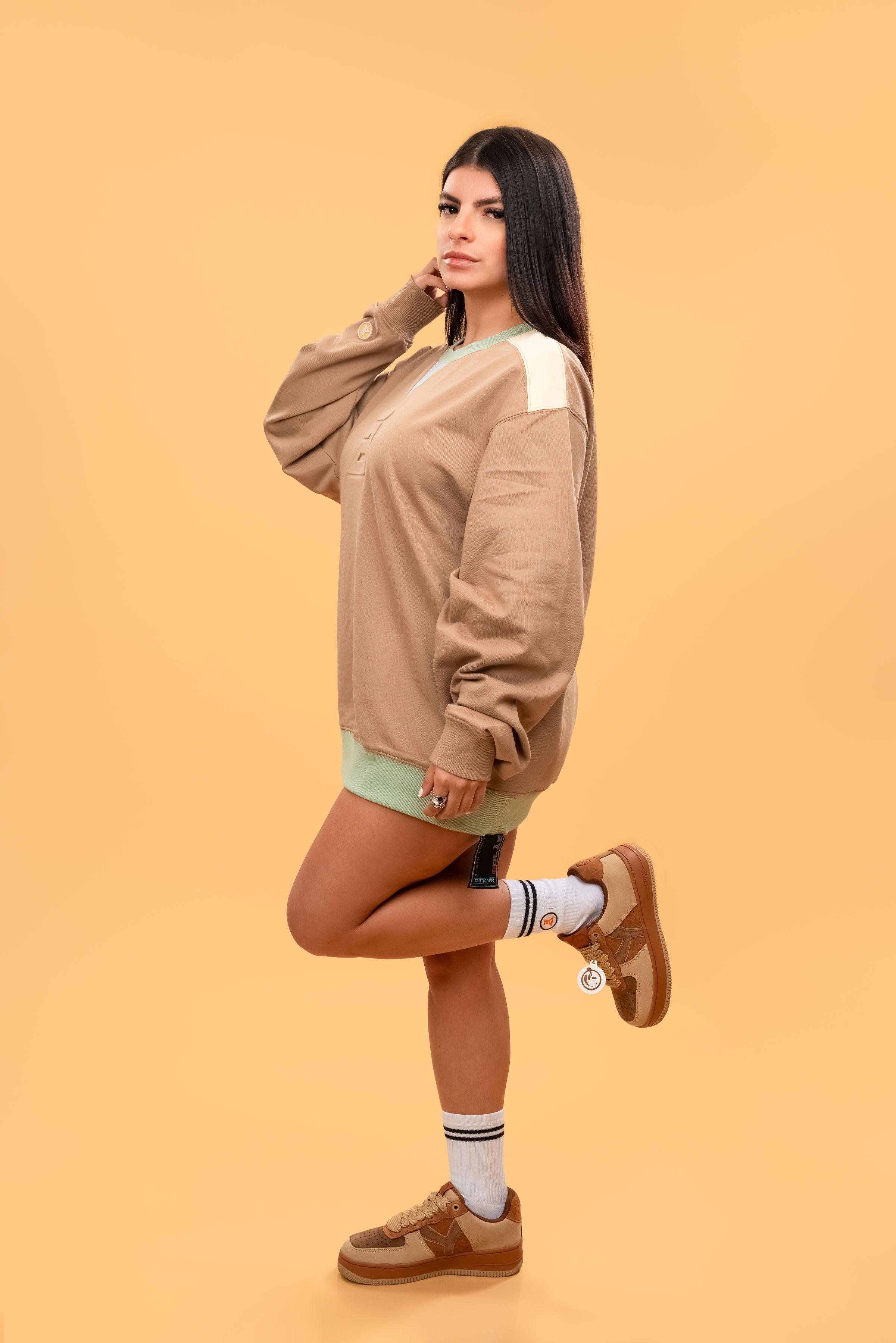 DLAB Oversized Embossed Sweater Brown/Cream/Sea green/Baby Blue - DlabStore