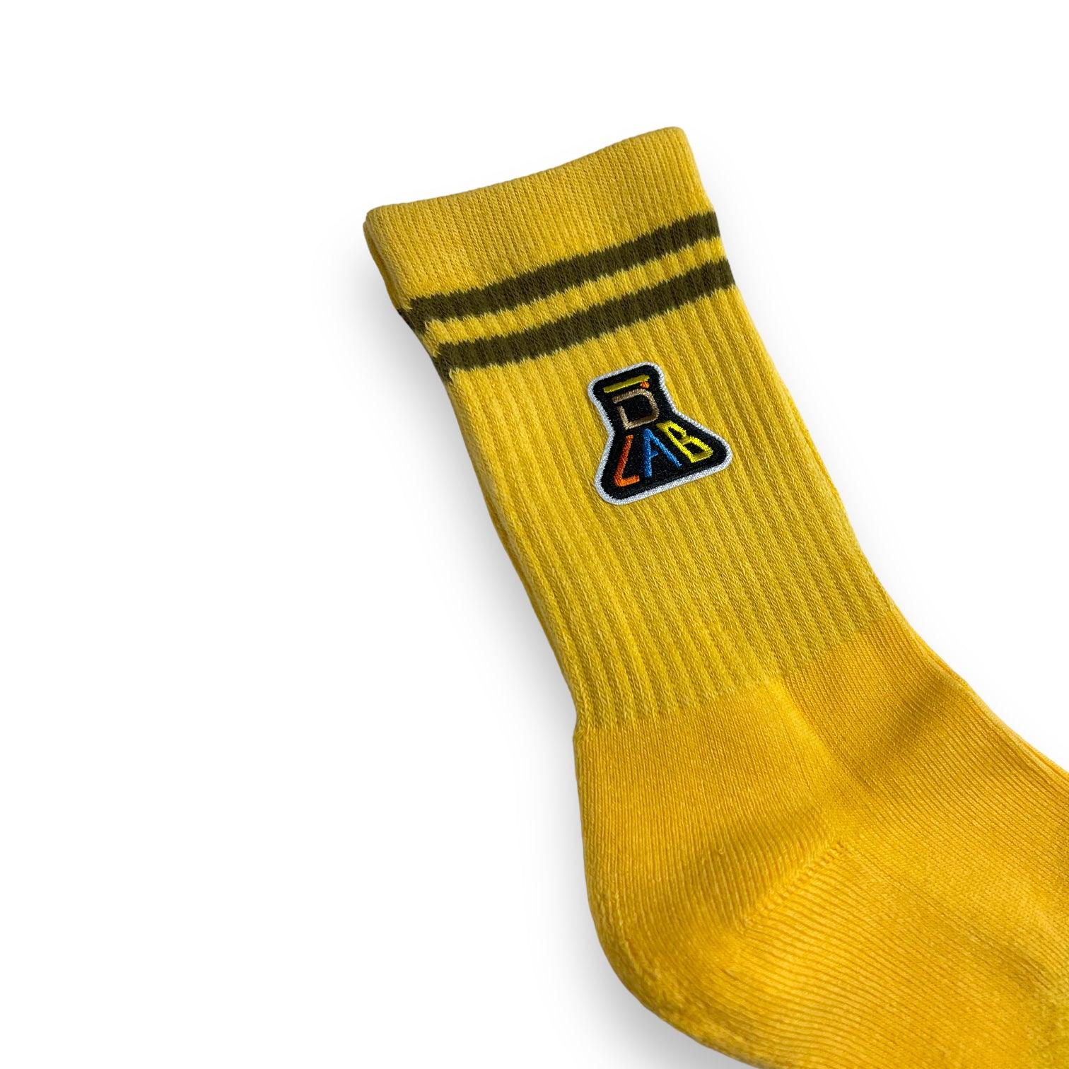 Dlab Socks (High) Yellow with Embroiderd Patch Color Logo - DlabStore