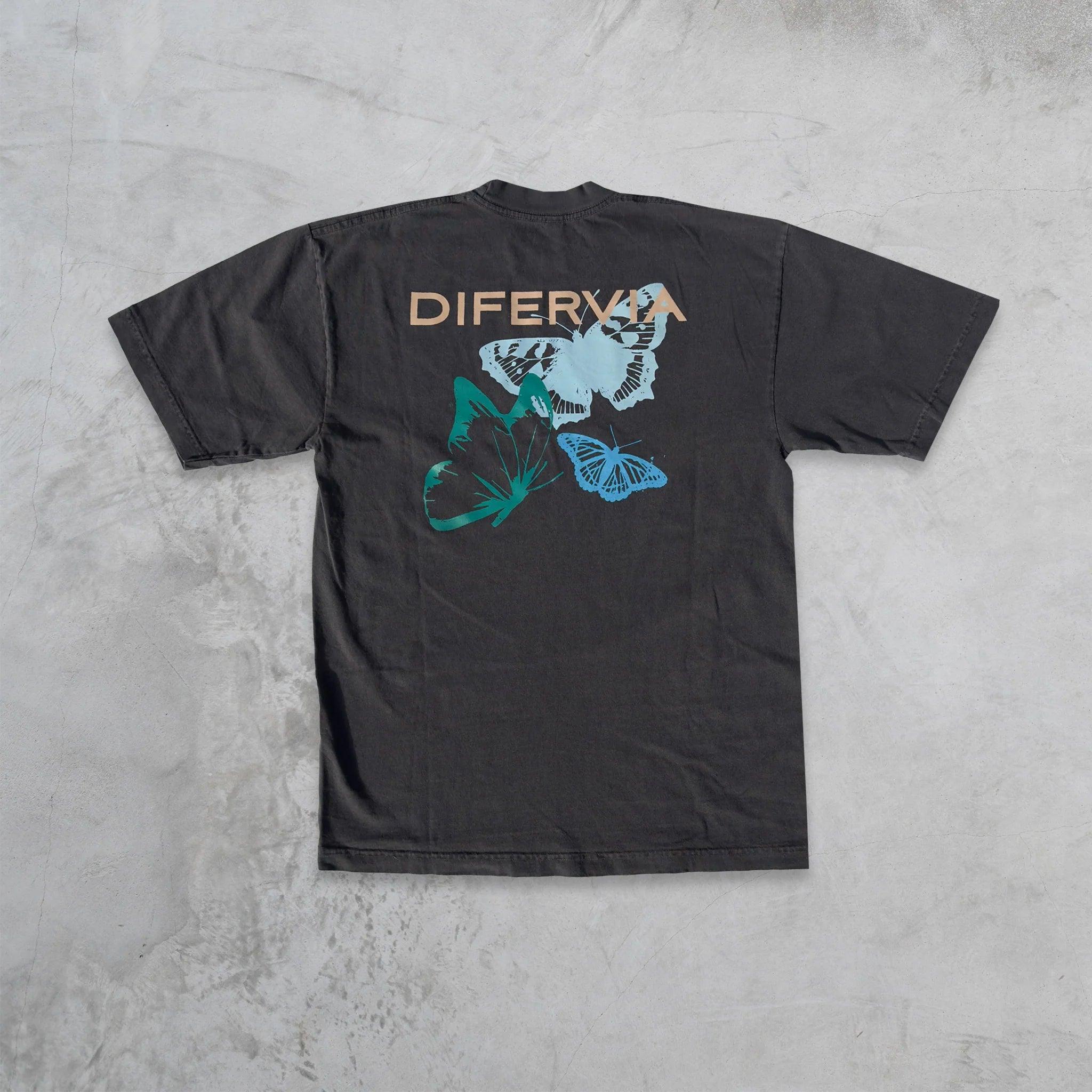DIFERVIA BUTTERFLIES, VINTAGE BLACK T-SHIRT - DlabStore