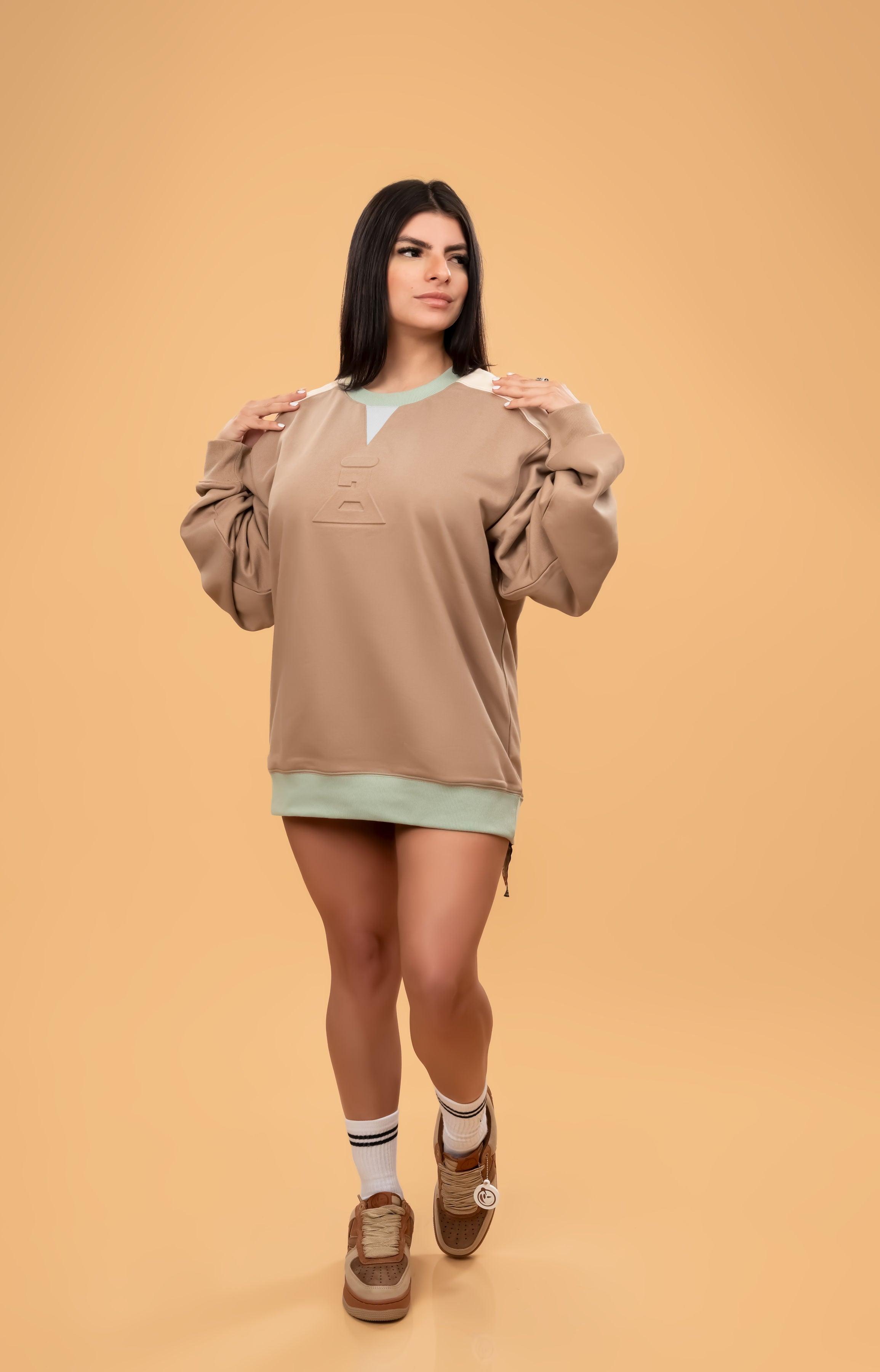 DLAB Oversized Embossed Sweater Brown/Cream/Sea green/Baby Blue - DlabStore