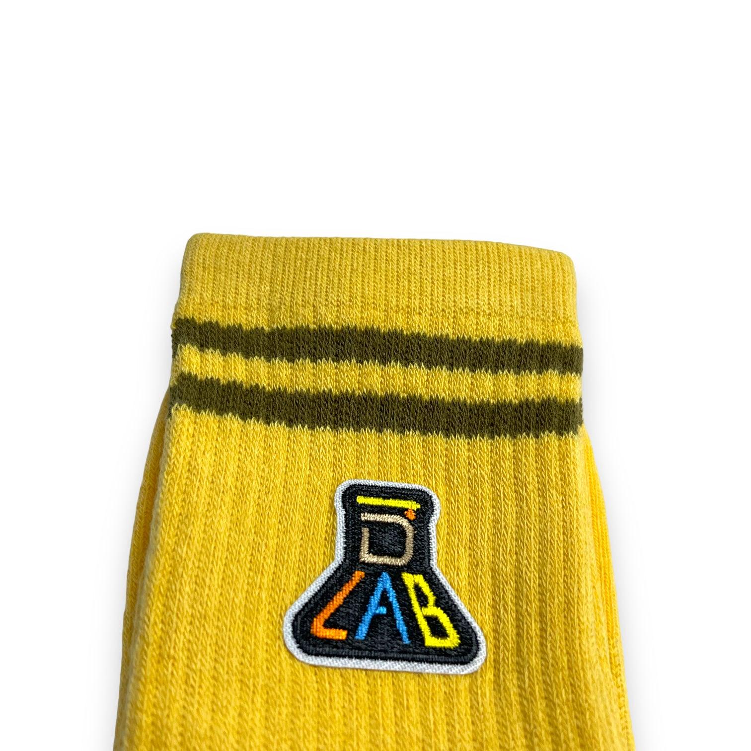 Dlab Socks (High) Yellow with Embroiderd Patch Color Logo - DlabStore