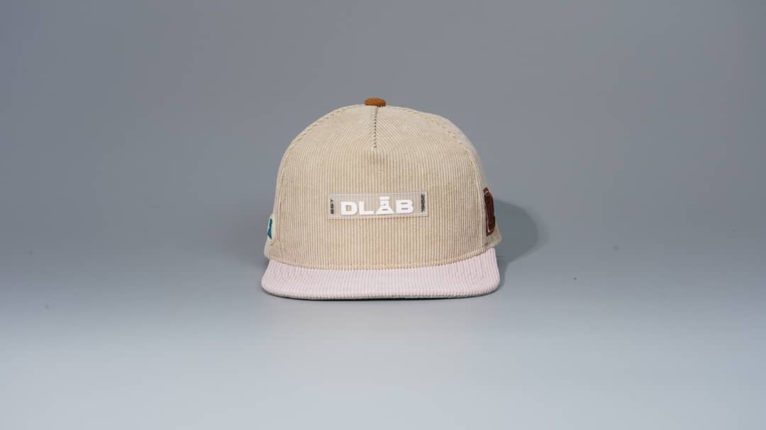 DLAB Corduroy Flat 5 Panel SnapBack Cream/Pink