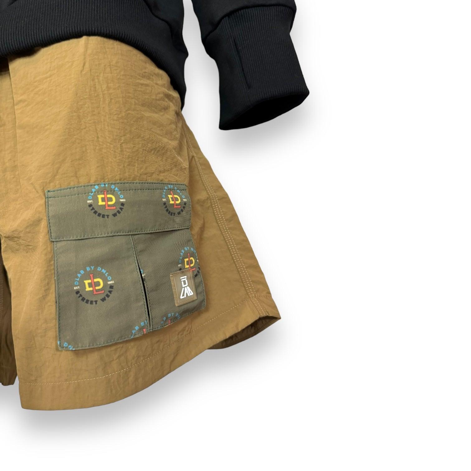 DLAB Hybrid Shorts Brown with Dark Green Sublimated Pocket - DlabStore