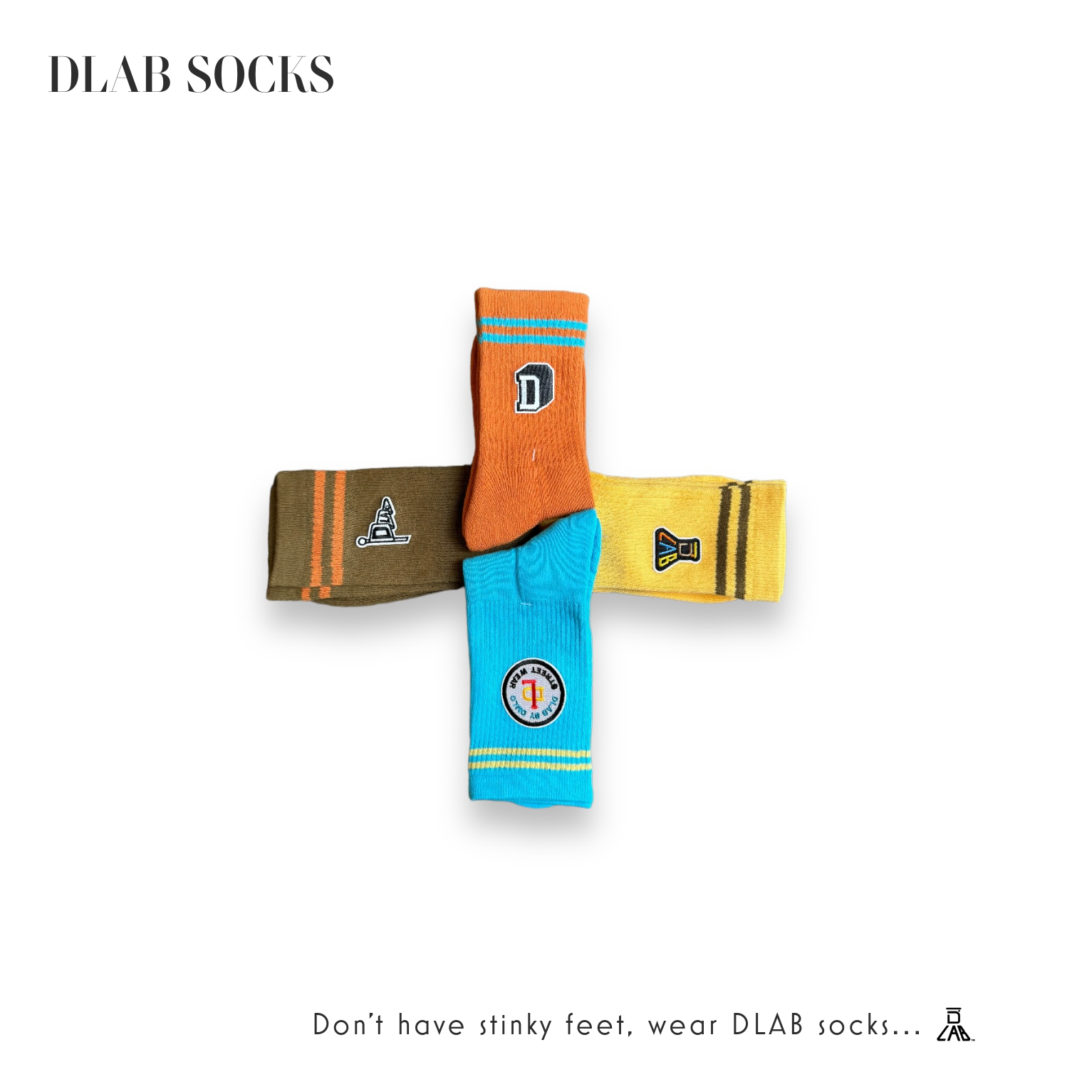 Dlab Socks (High) Yellow with Embroiderd Patch Color Logo