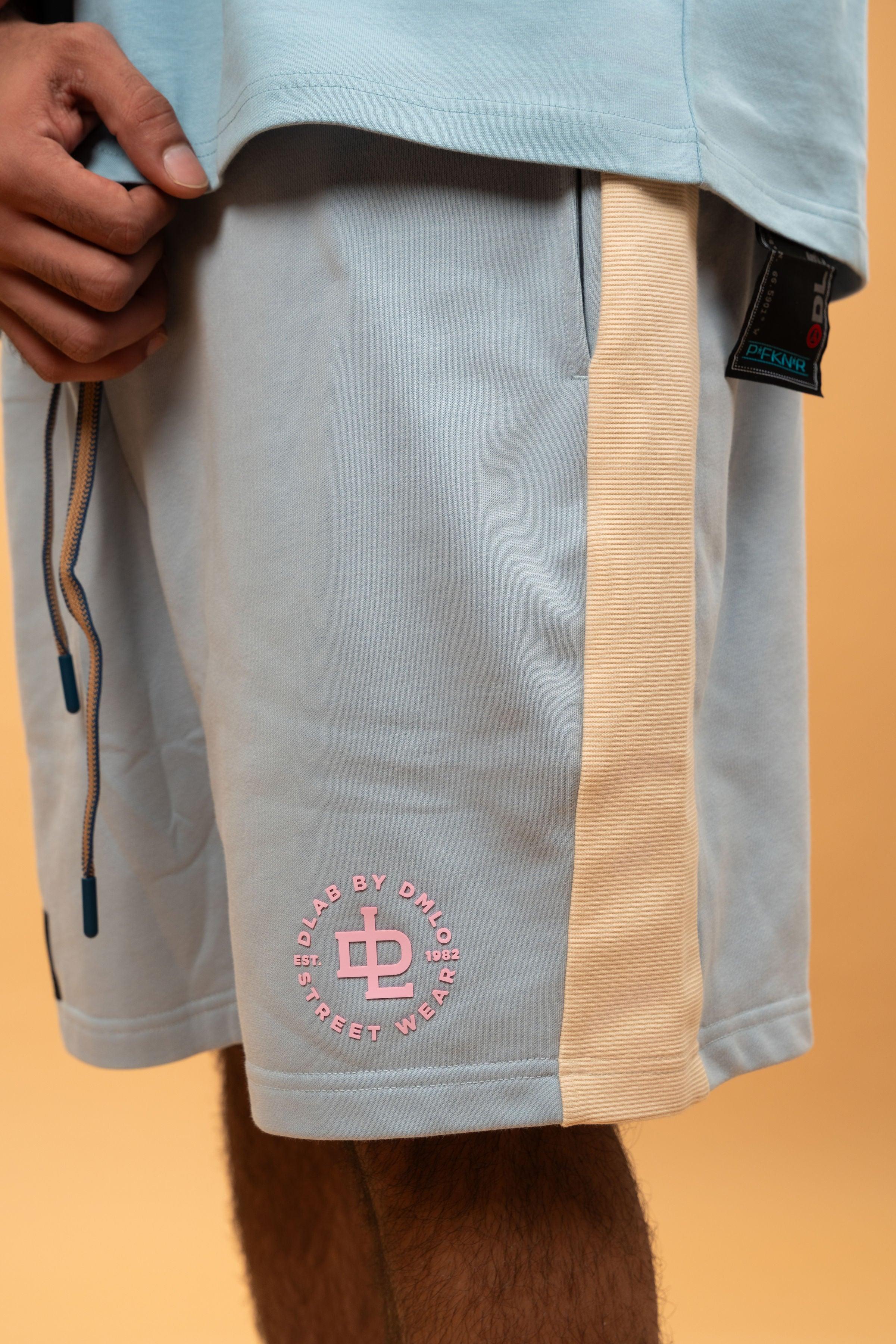 DLAB Oversized Shorts Baby Blue/Cream/Brown - DlabStore