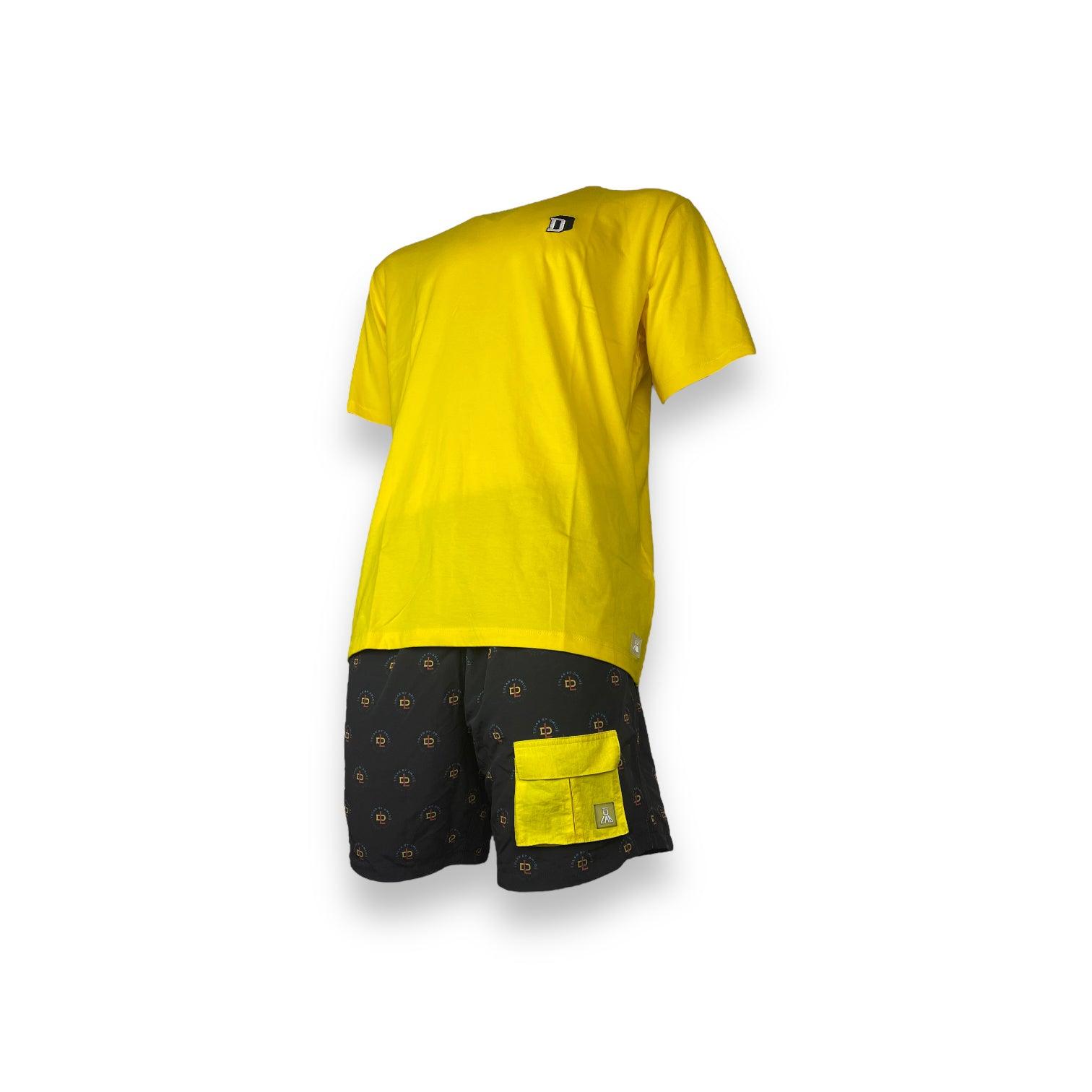 DLAB Hybrid Shorts Black Sublimated with Yellow Pocket - DlabStore