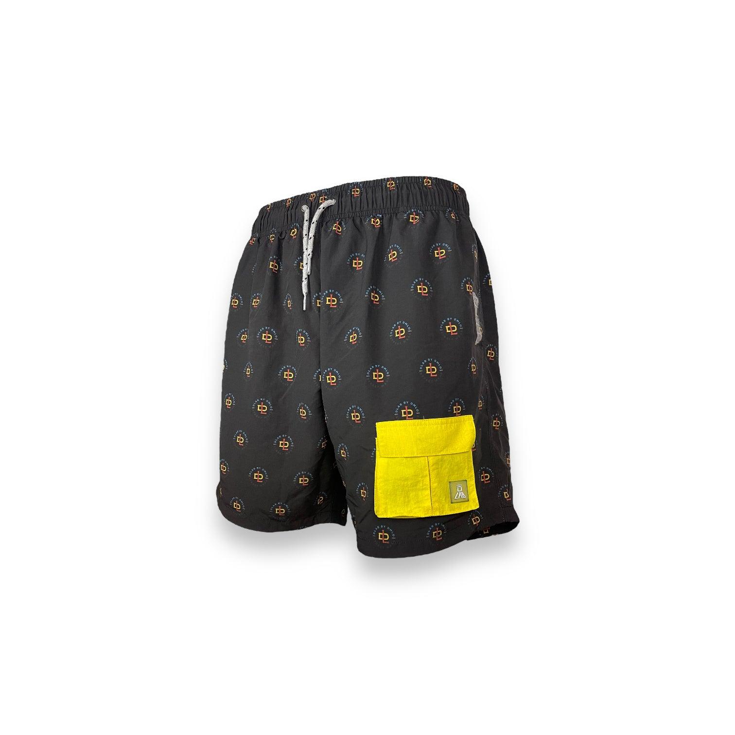 DLAB Hybrid Shorts Black Sublimated with Yellow Pocket - DlabStore