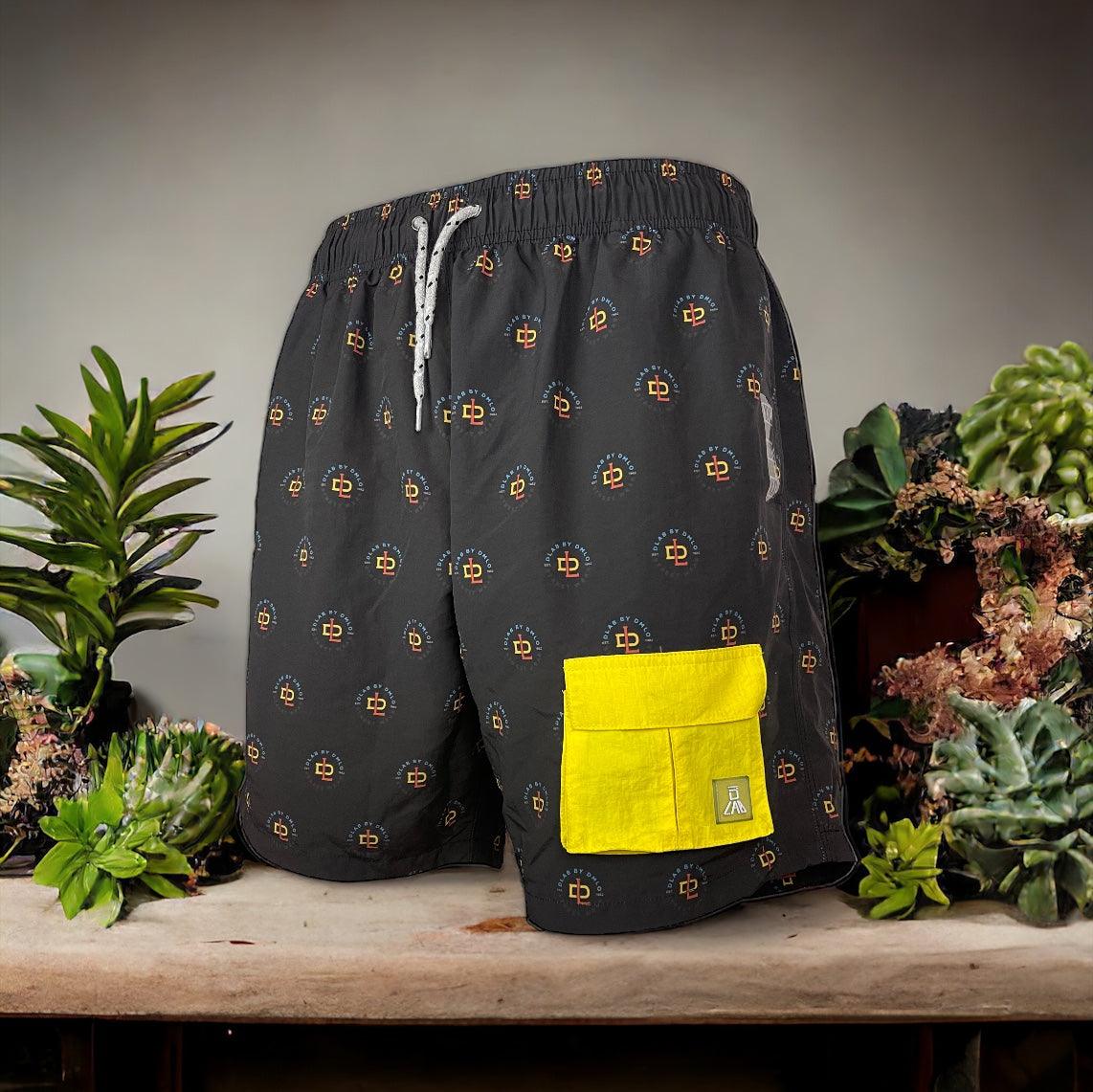 DLAB Hybrid Shorts Black Sublimated with Yellow Pocket - DlabStore