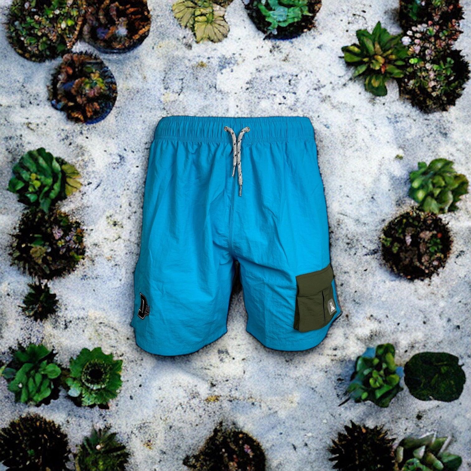 DLAB Hybrid Shorts Blue with Dark Green Pocket - DlabStore