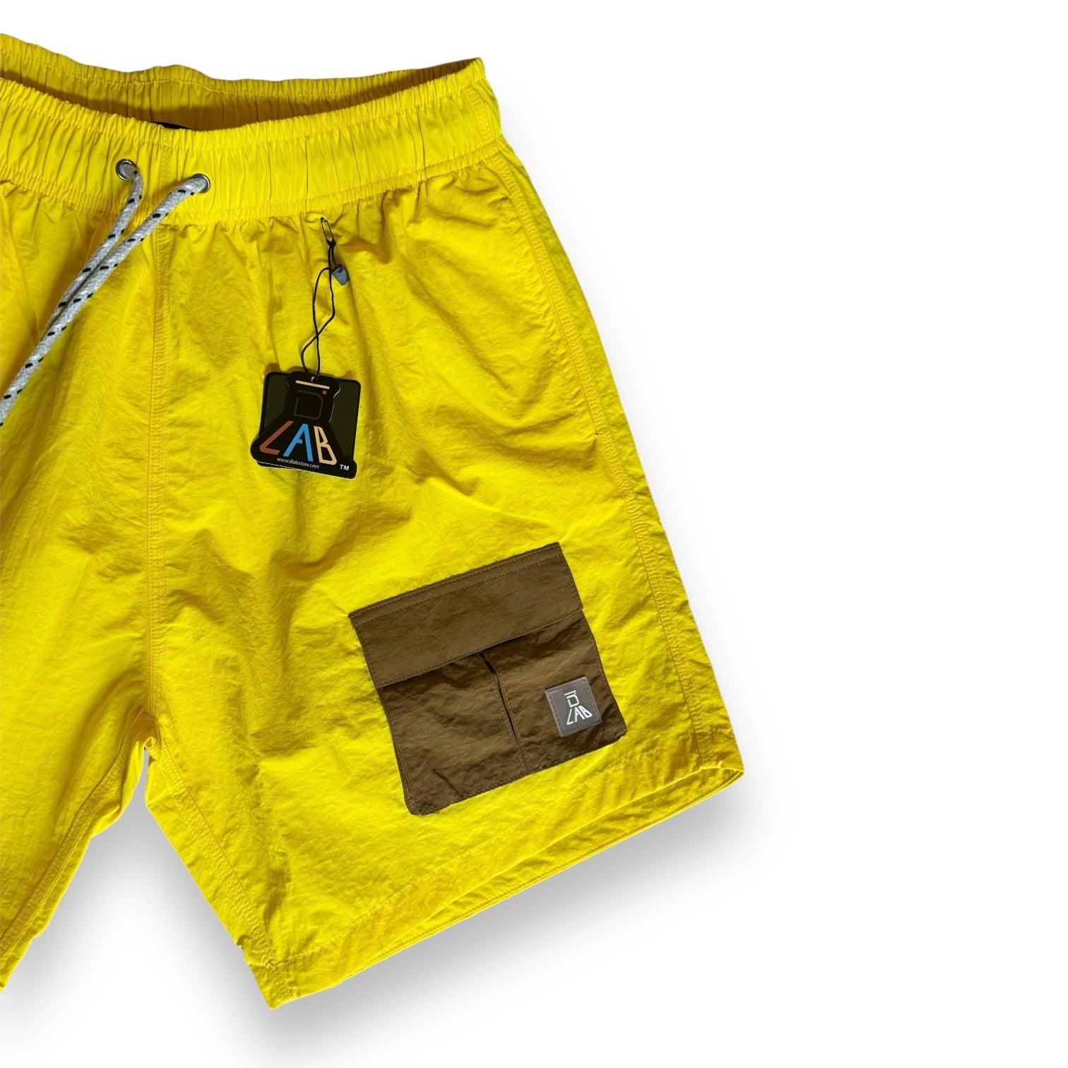 DLAB Hybrid Shorts Yellow with Brown Pocket - DlabStore