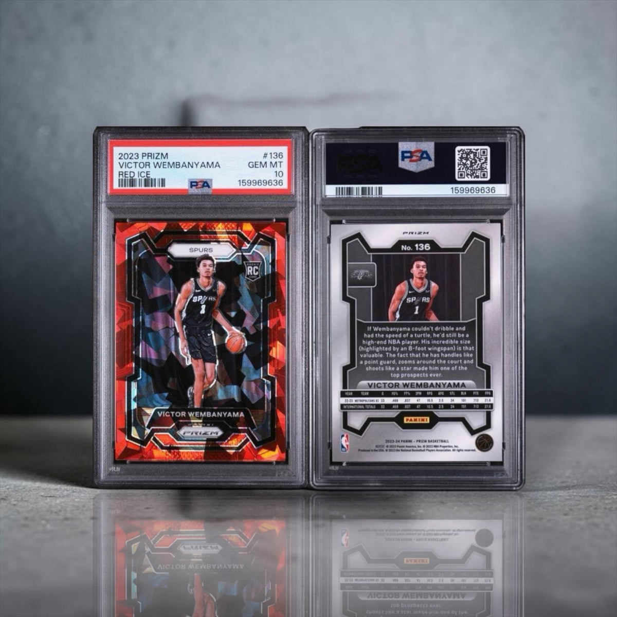 2023-24 Panini Prizm Victor Wembanyama #136 Red Ice Rookie, PSA 10 GEM MINT