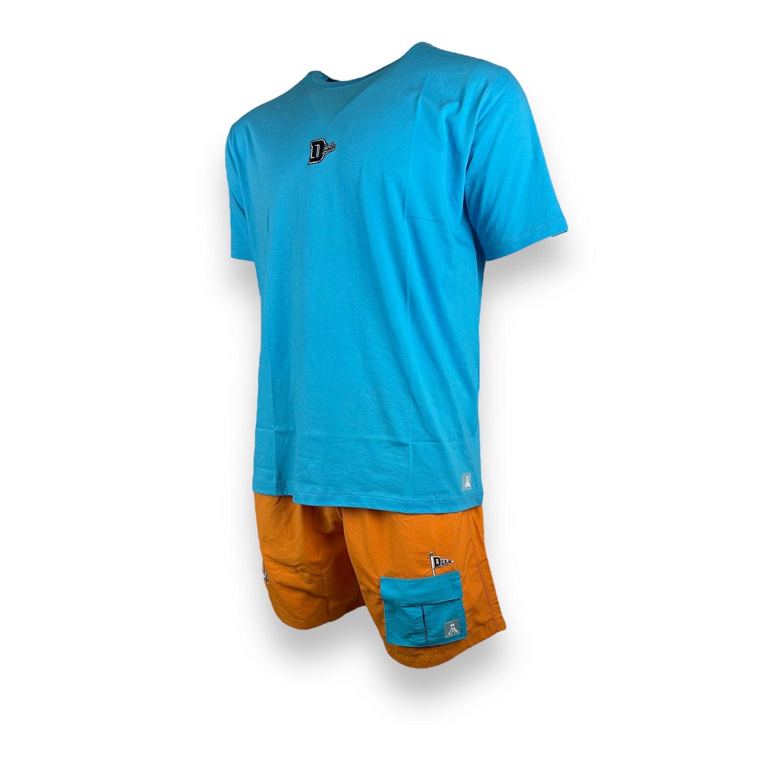 DLAB Hybrid Shorts Orange Blue Pocket - DlabStore
